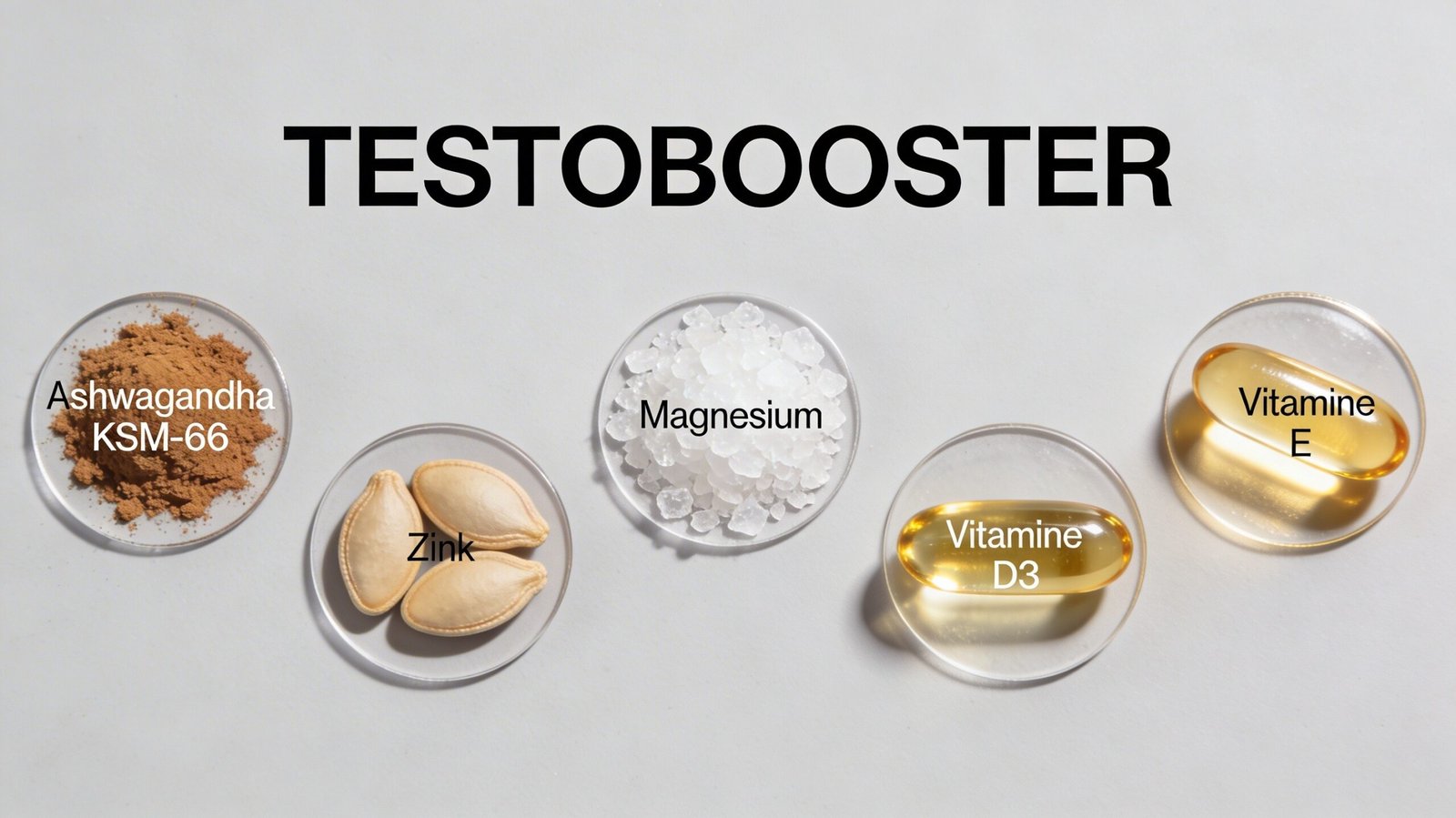 Testobooster Review - Ontdek de Kracht van Testobooster! 1 Ingrediënten Testobooster: Ashwagandha KSM-66, zink, magnesium, vitamine D3 en vitamine E